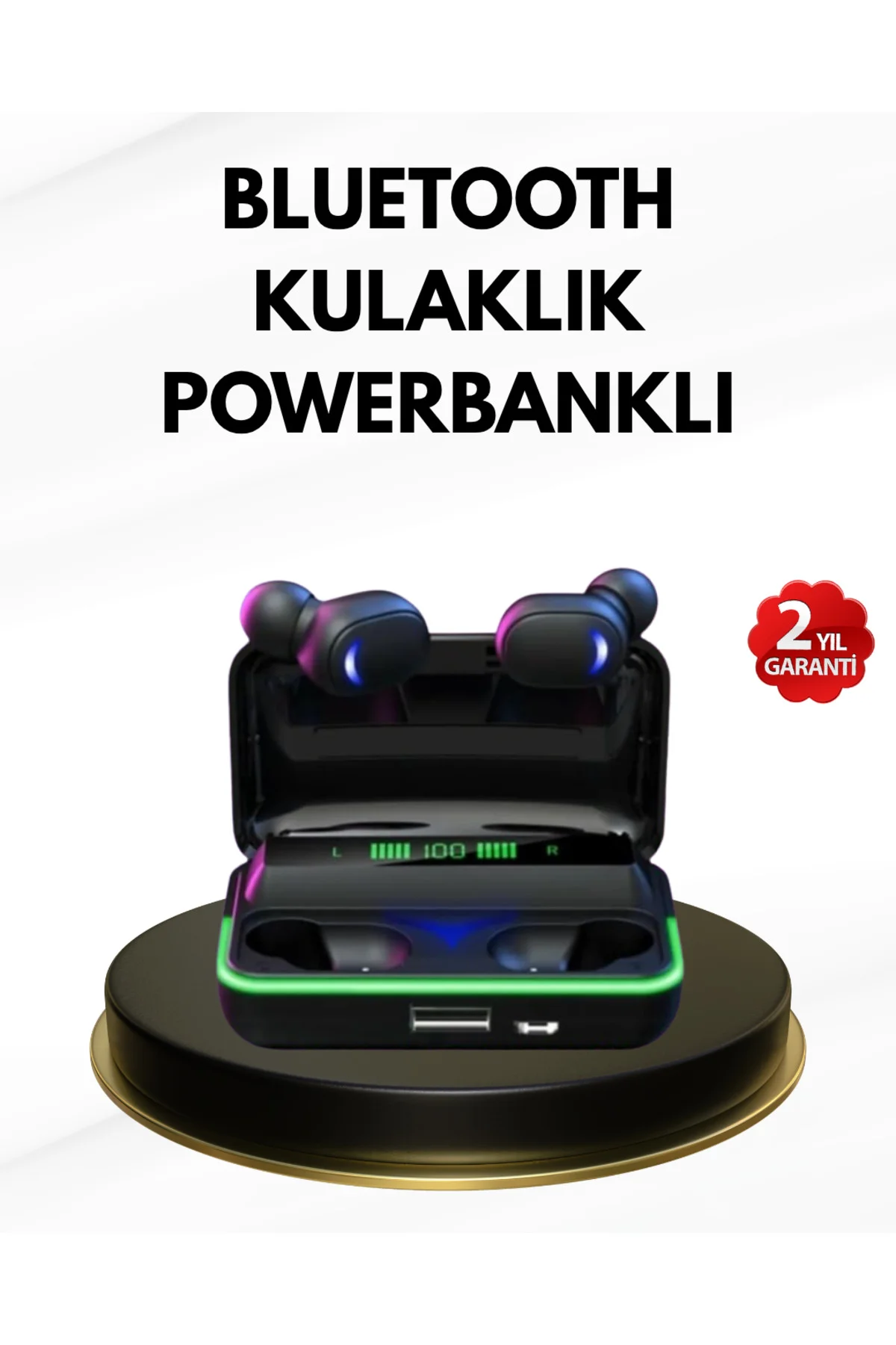 E10 Kablosuz Bluetooth Kulaklık – 3D Ses, Powerbank Şarj Kutusu