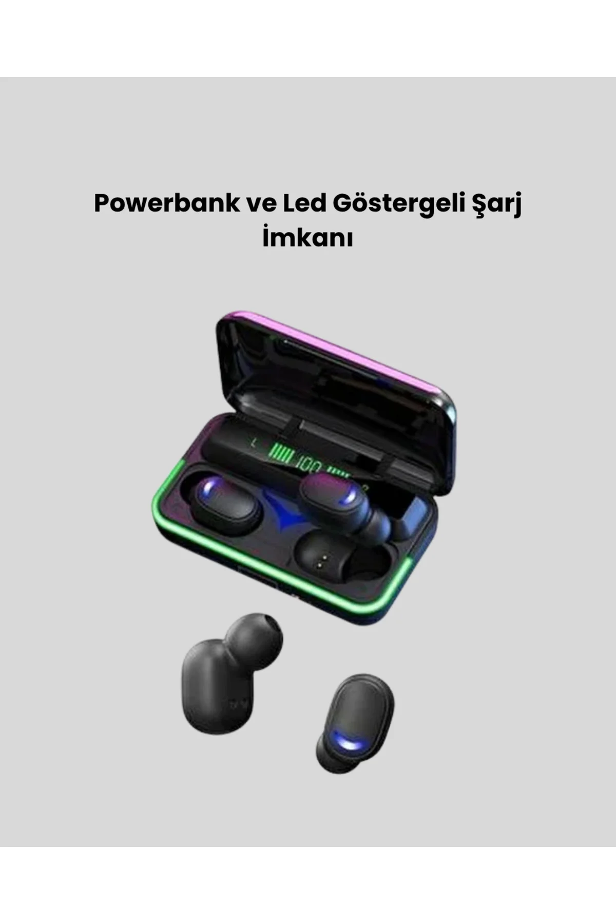E10 Kablosuz Bluetooth Kulaklık – 3D Ses, Powerbank Şarj Kutusu