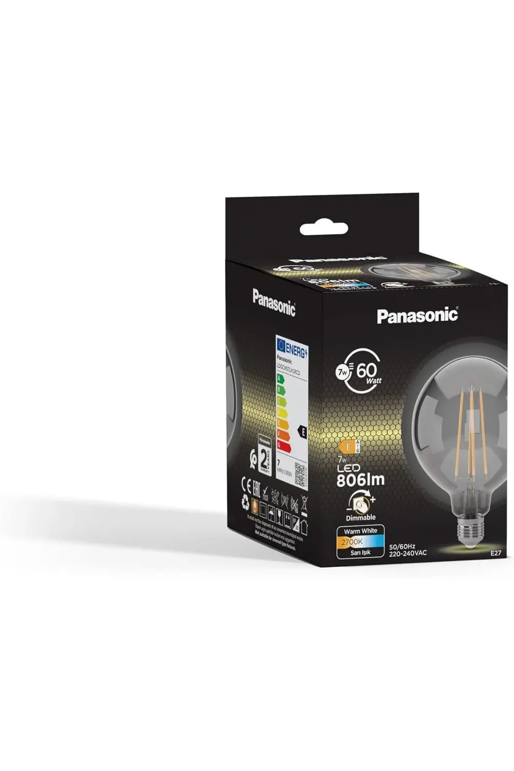 E27 Dim Edilebilir Filaman G125 Lamba 7W 806LM 2700K Clear 118522