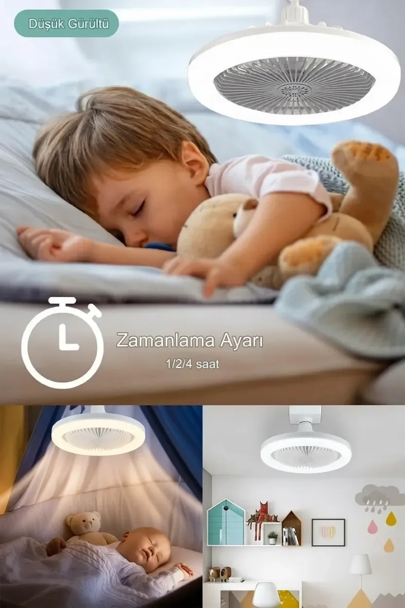 E27 Duylu Kumandalı Tavan Vantilatörlü LED Lamba 3 Hız ve Renk Ayarlı Tavan Pervanesi E27 Duylu Kumandalı Tavan Vantilatörlü LED Lamba 3 Hız ve Renk Ayarlı Tavan Pervanesi