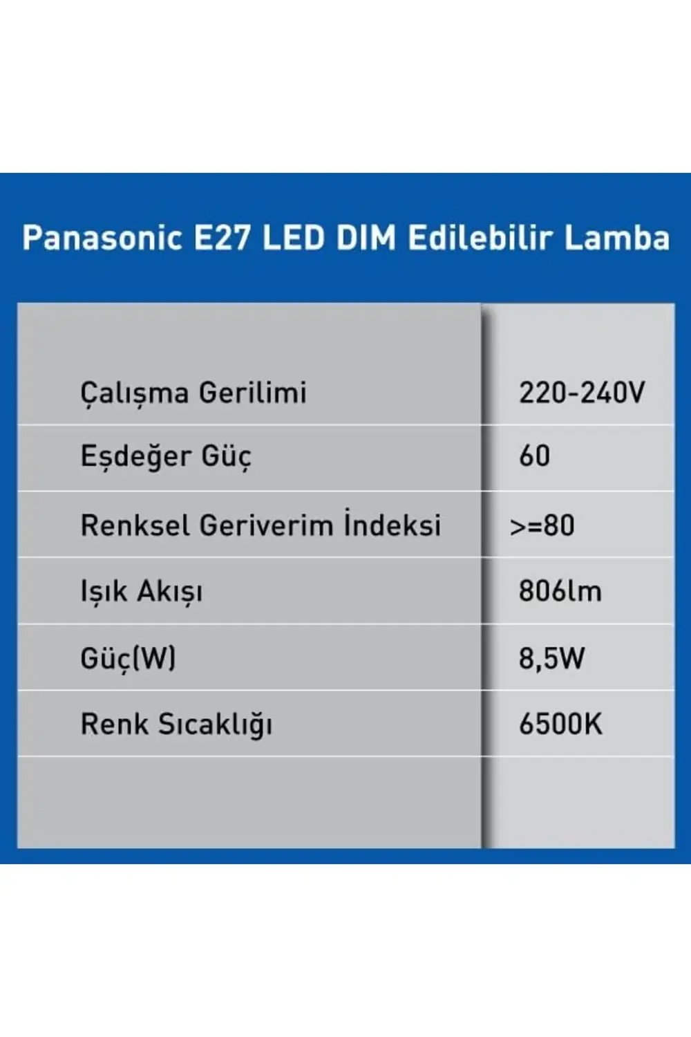 E27 LED Dim Lamba 8.5W 806LM 6500K 1185222