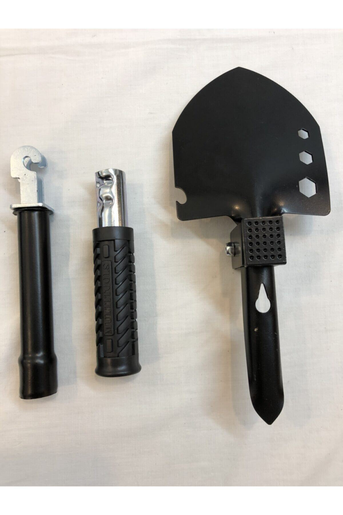 E64 Paslanmaz Çelik Siyah Katlanır Portatif Kürek Çekiç Çapa Seti