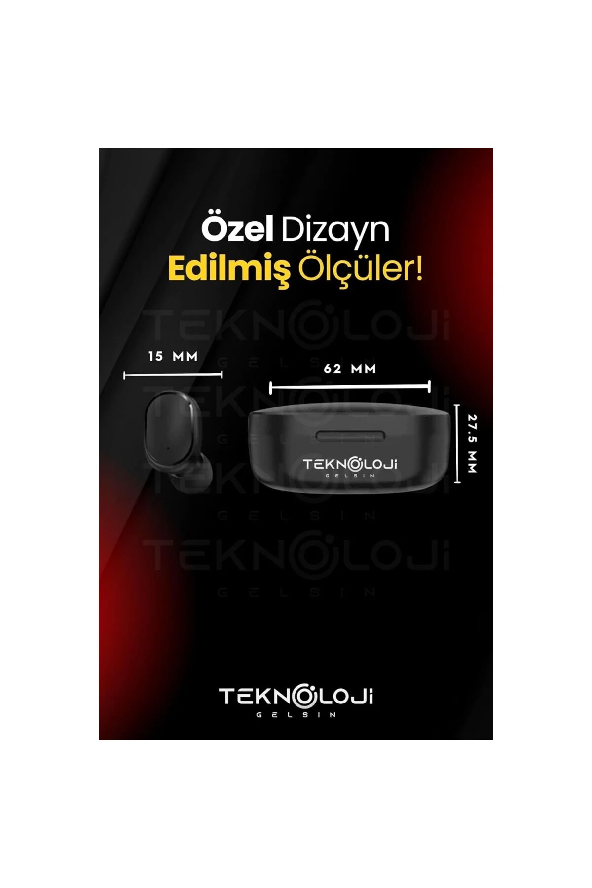 E6s Dots Bluetooth Kablosuz Kulaklık, Çift Mikrofon, HD Ses, Extra Bass, Powerbank Kutu, Siyah
