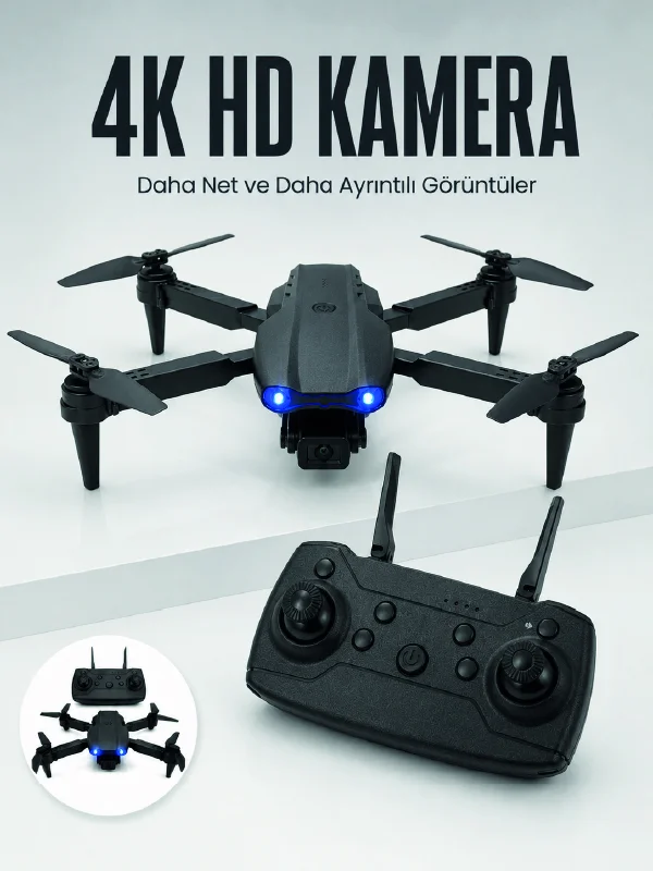 E99 Pro 4K HD Kameralı Katlanabilir Drone APP Kontrollü Uzaktan Kumandalı Mini Drone