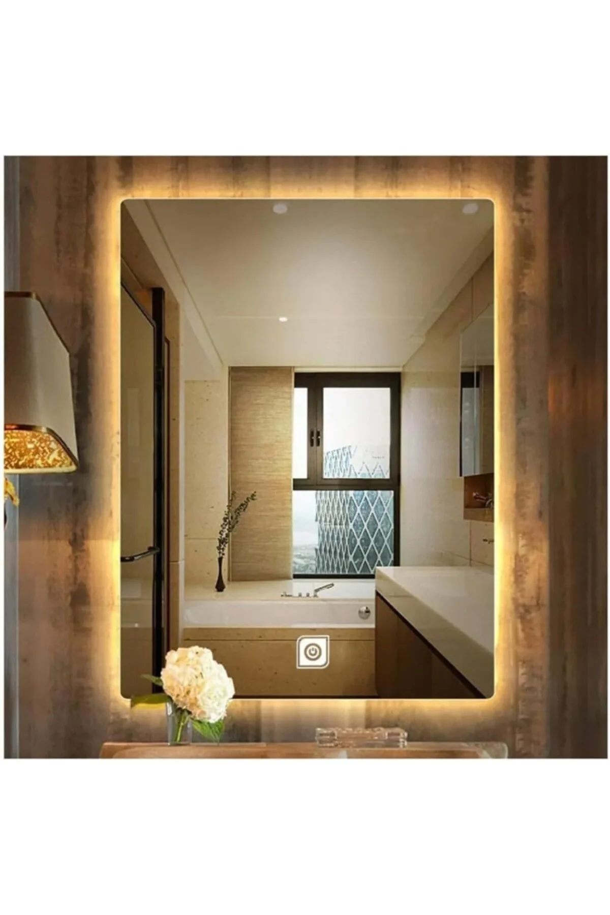 EagleMırror 60X40 Cm Dekoratif Banyo Aynası Günışığı Led Işıklı D