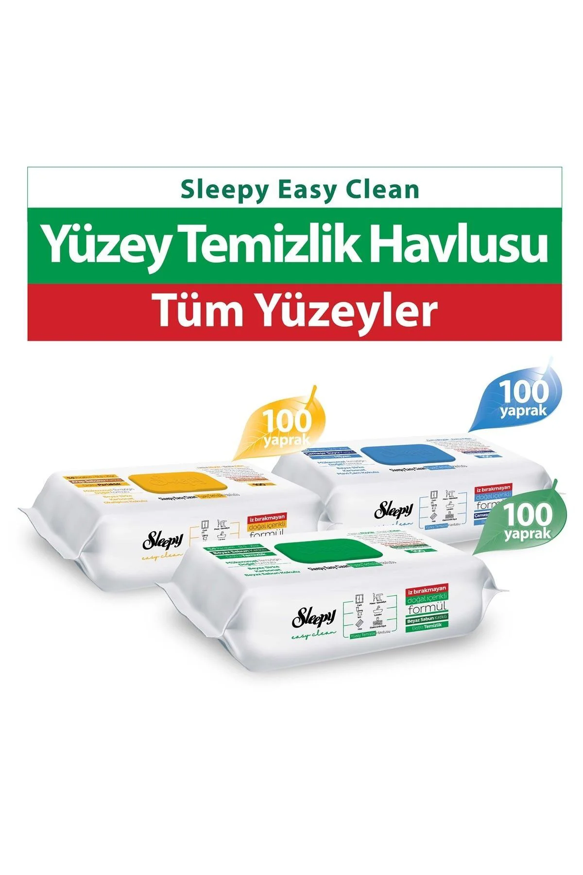 Easy Clean Beyaz Sabun Katkılı+Çamaşır Suyu Katkılı+Arap Sabunu Katkılı 3x100 (300 Yaprak)