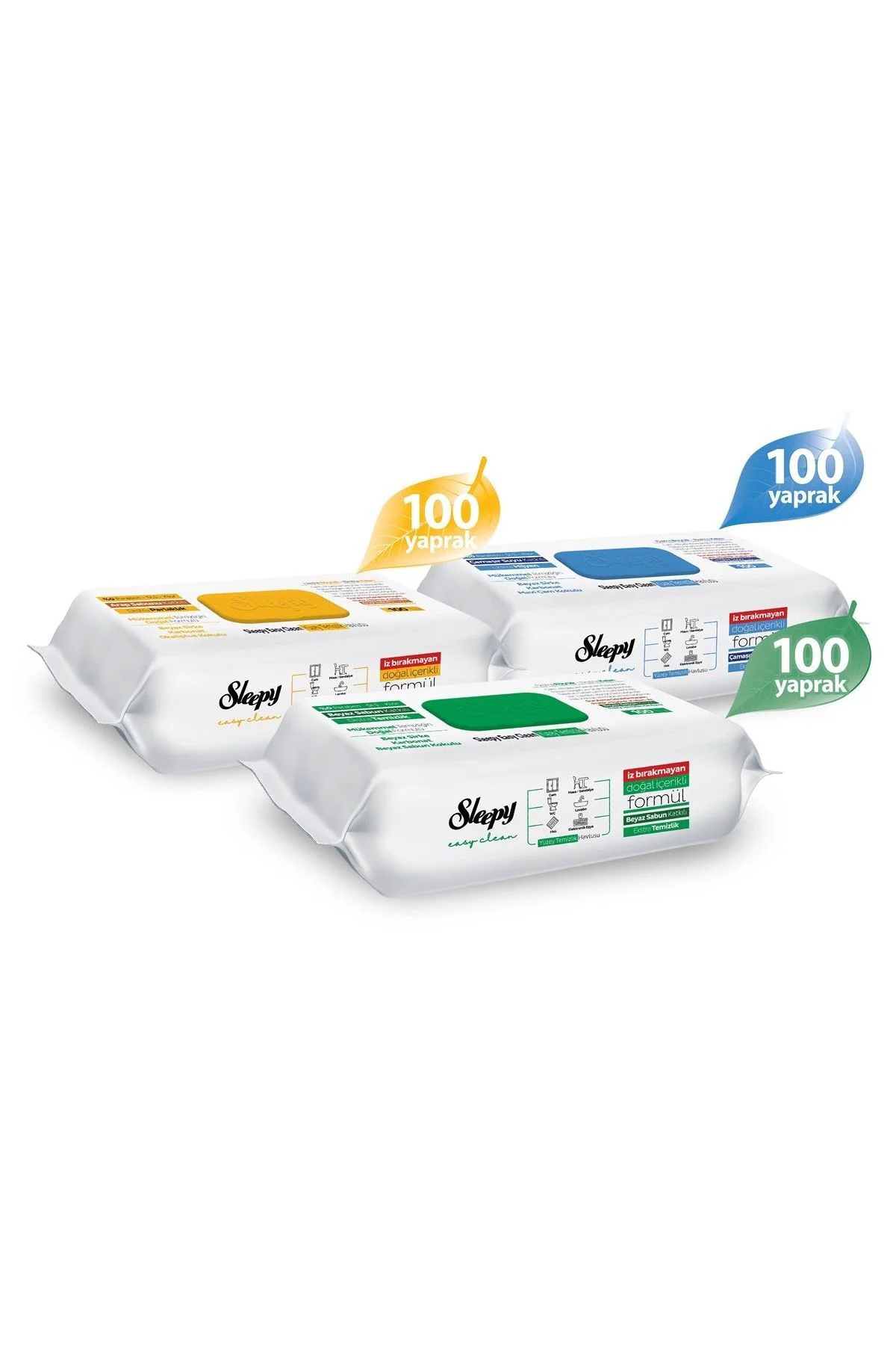 Easy Clean Beyaz Sabun Katkılı+Çamaşır Suyu Katkılı+Arap Sabunu Katkılı 3x100 (300 Yaprak)