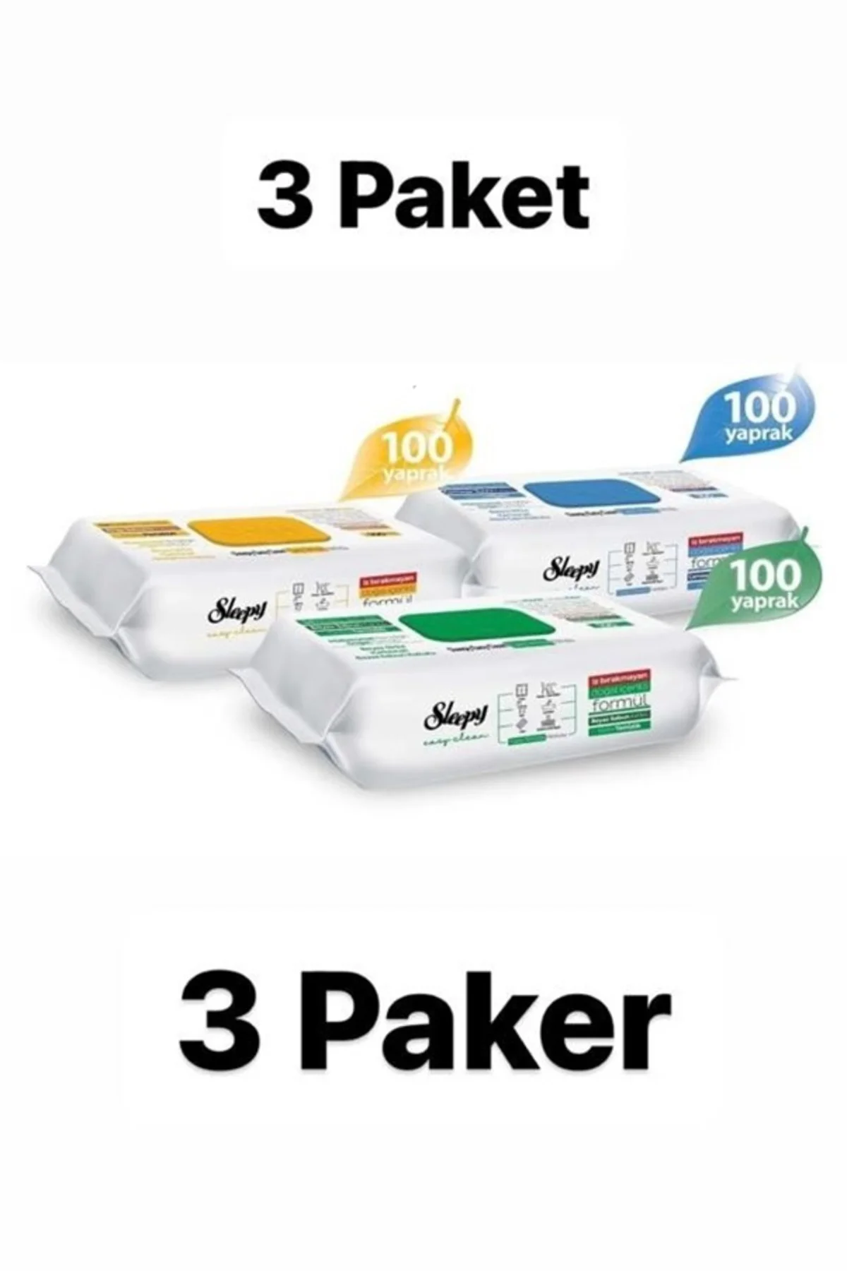 Easy Clean Beyaz Sabun Katkılı+Çamaşır Suyu Katkılı+Arap Sabunu Katkılı 3X100 (300 Yaprak)