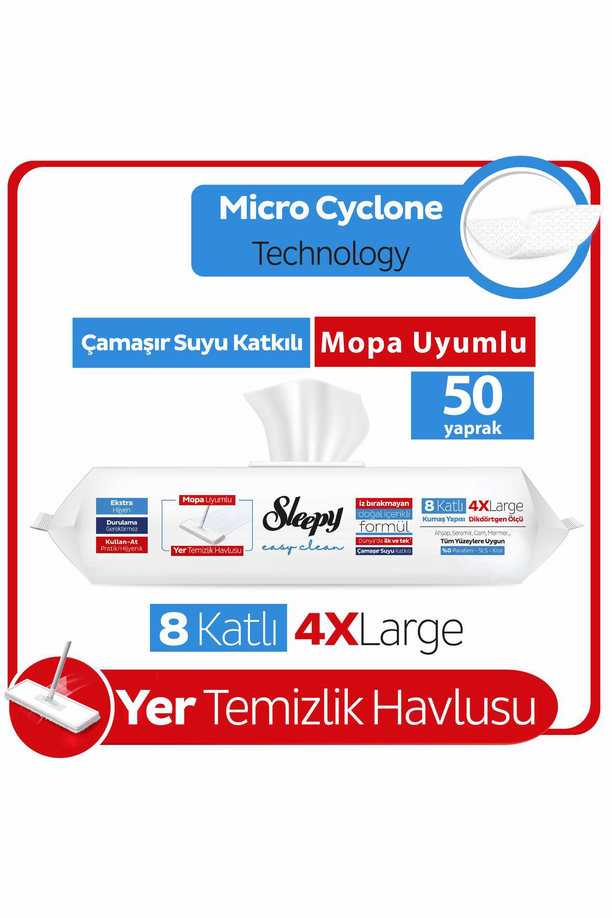 Easy Clean Çamaşır Suyu Katkılı Mopa Uyumlu Yer Temizlik Havlusu 