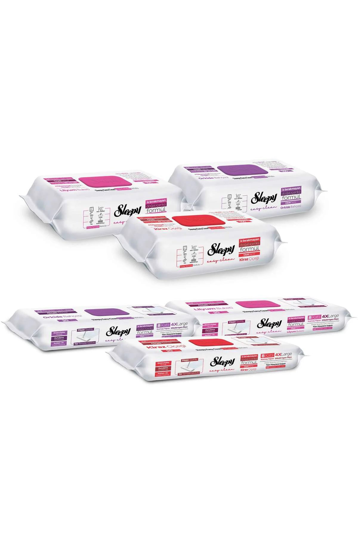 Easy Clean Çiçek Serisi 3X100 Yüzey & 3X20 Yer Temizlik Havlusu&Mendili Karma Paket