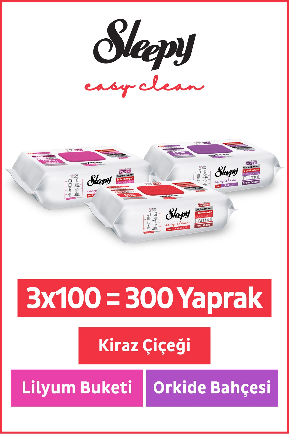 Easy Clean Lilyum+ Orkide+ Kiraz Çiçeği Yüzey Temizlik Havlusu Mendili 3x100 (300 Yaprak) Fiyatı, Yorumları ve Özellikleri