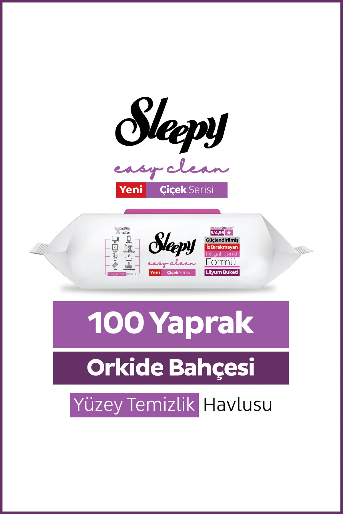 Easy Clean Orkide Bahçesi Yüzey Temizlik Havlusu Mendili 100 Yapr