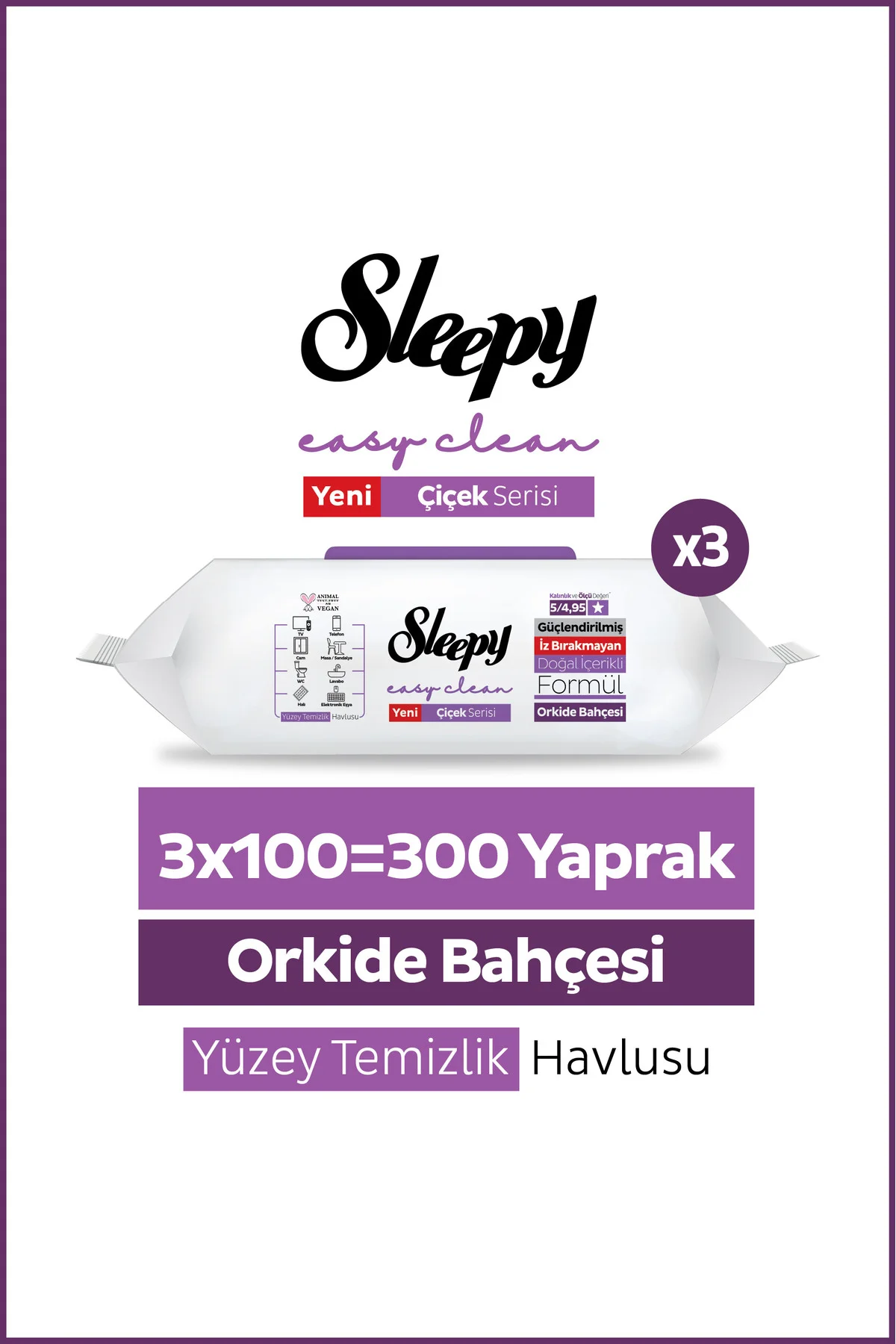 Easy Clean Orkide Bahçesi Yüzey Temizlik Havlusu Mendili 3x100 (3