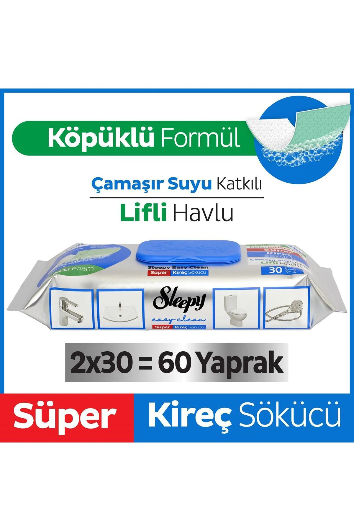 Easy Clean Süper Kireç Sökücü Yüzey Temizlik Havlusu&Mendili 2x30 (60 YAPRAK) Fiyatı, Yorumları ve Özellikleri