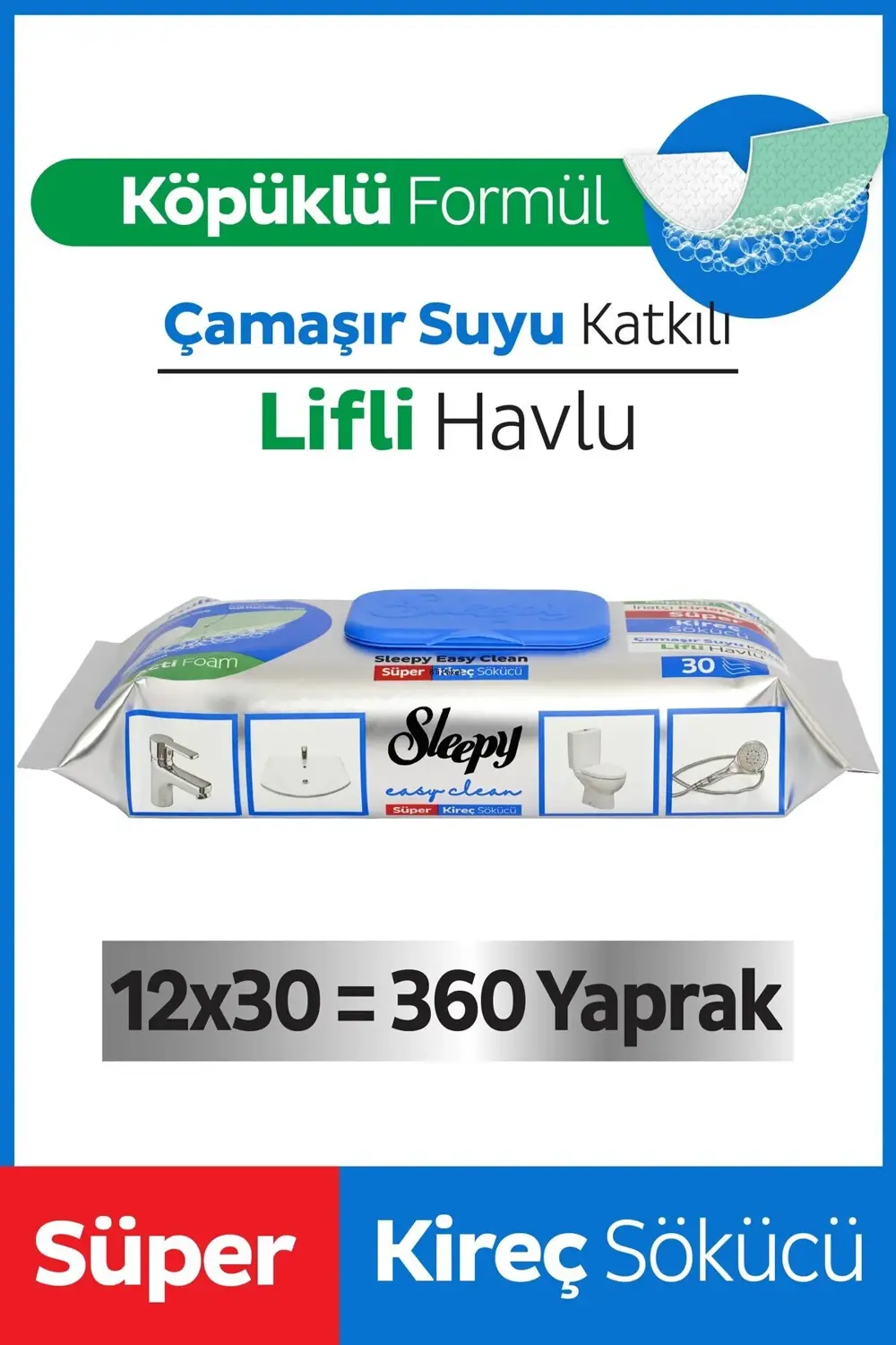 Easy Clean Süper Kireç Sökücü Yüzey Temizlik Havlusu&mendili 12x3