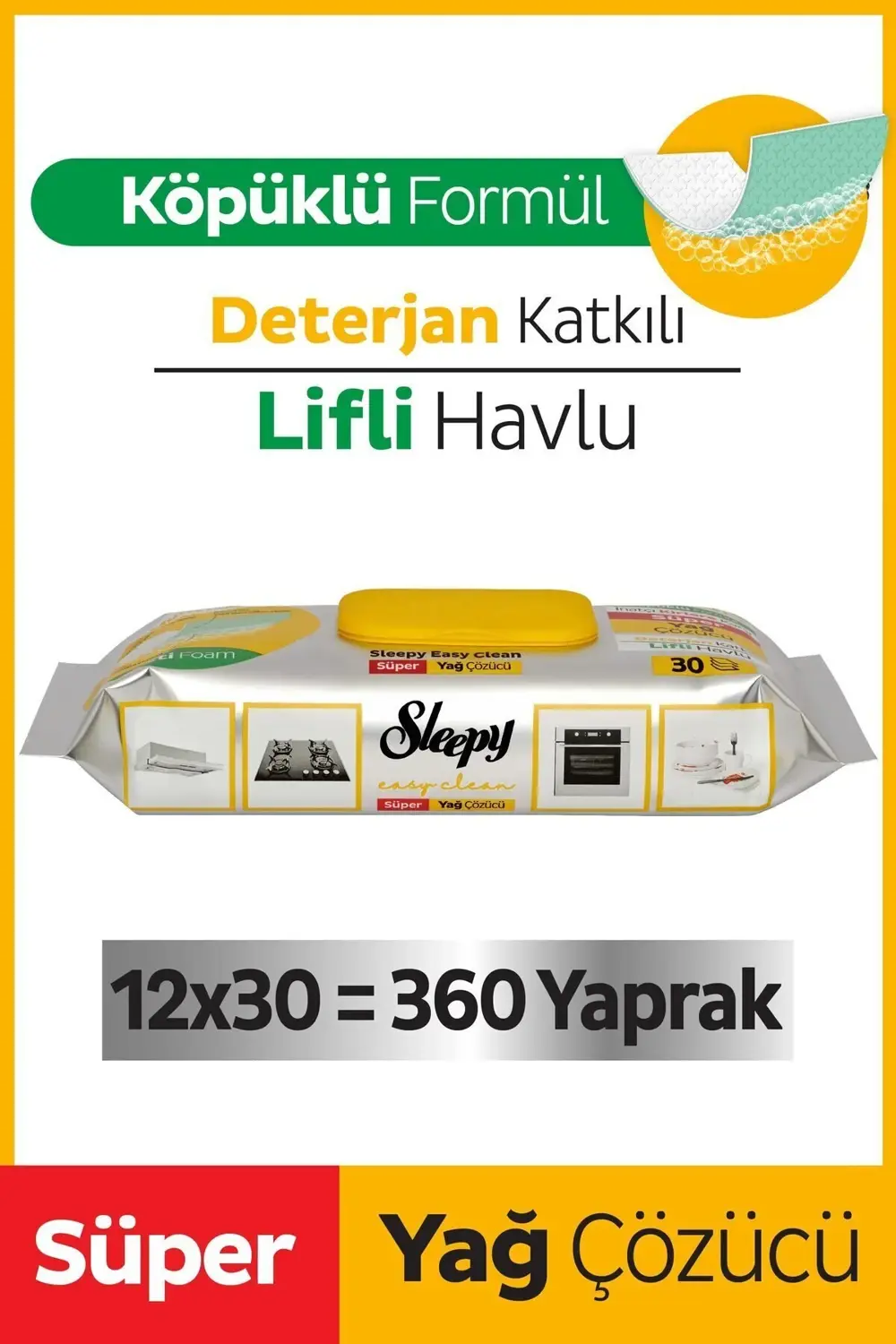 Easy Clean Süper Yağ Çözücü Yüzey Temizlik Havlusu&mendili 12x30