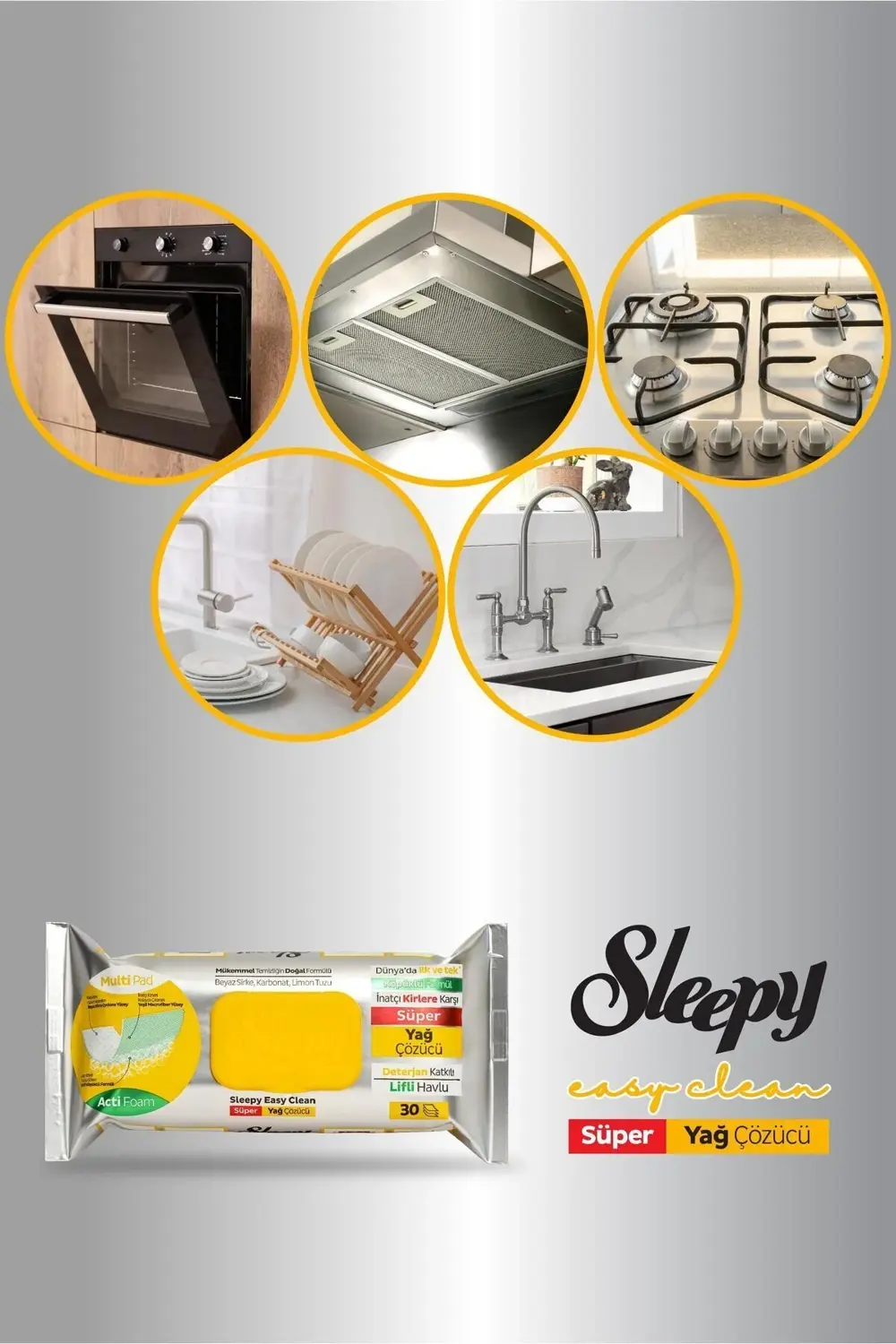 Easy Clean Süper Yağ Çözücü Yüzey Temizlik Havlusu&Mendili 30 Yap