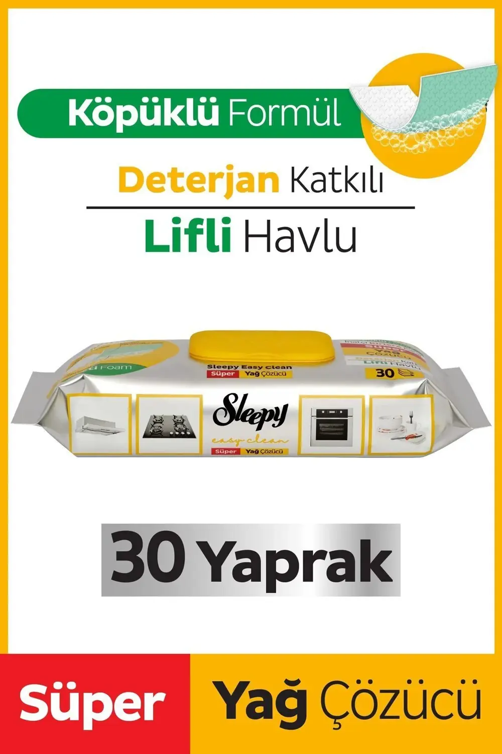 Easy Clean Süper Yağ Çözücü Yüzey Temizlik Havlusu&Mendili 30 Yap