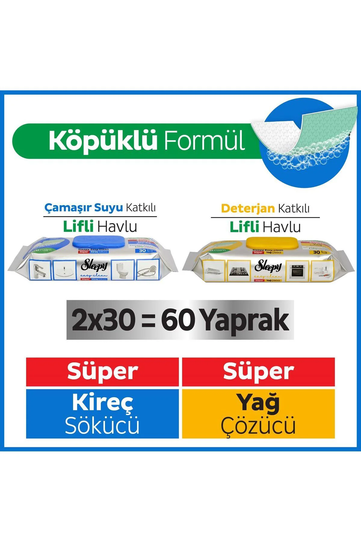 Easy Clean Süper Yağ Çözücü&kireç Sökücü Yüzey Temizlik Havlusu&mendili 2x30 (60 YAPRAK) Fiyatı, Yorumları ve Özellikleri