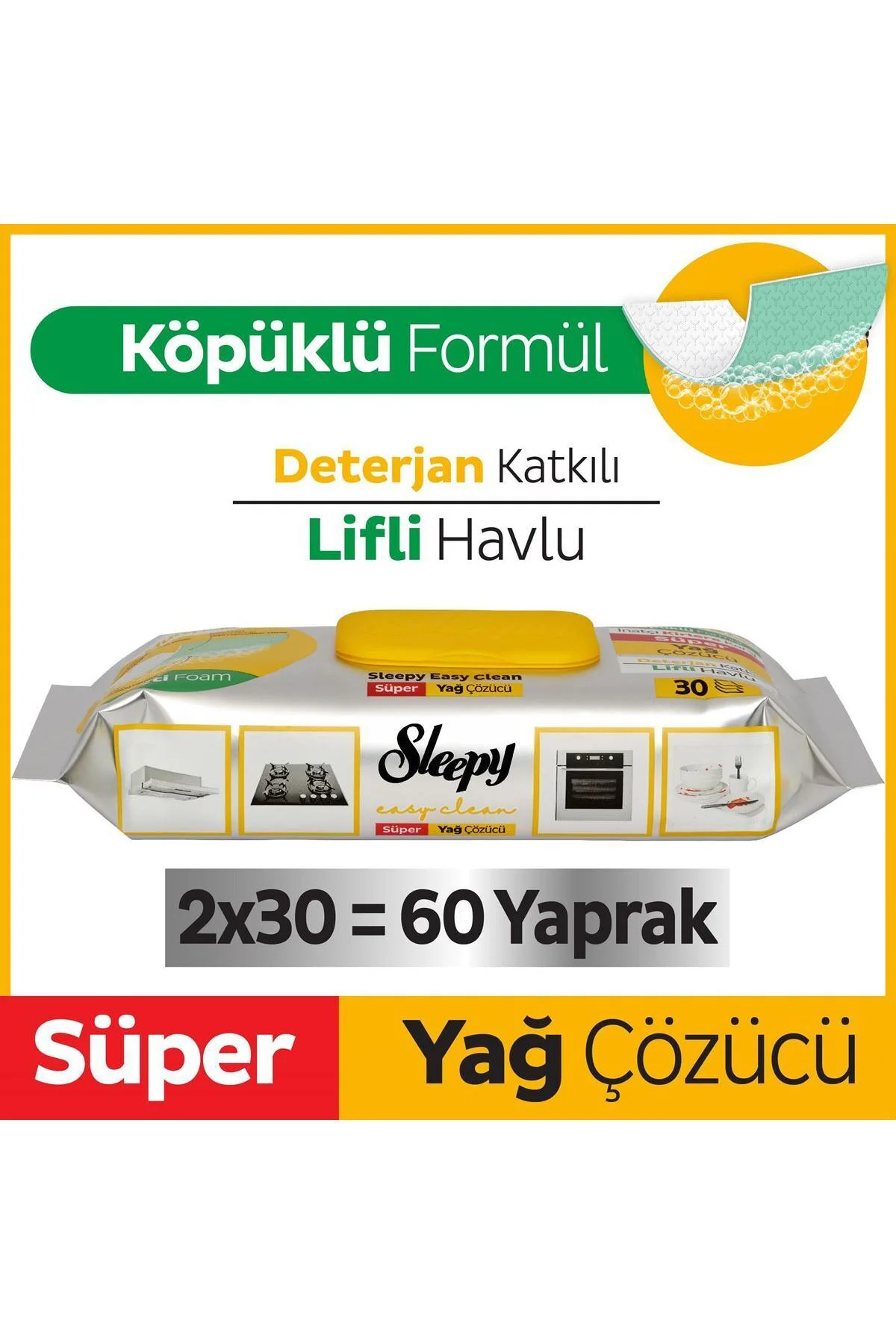 Easy Clean Süper Yağ Çözücü Yüzey Temizlik Havlusu&mendili 2x30 (60 YAPRAK) Fiyatı, Yorumları ve Özellikleri