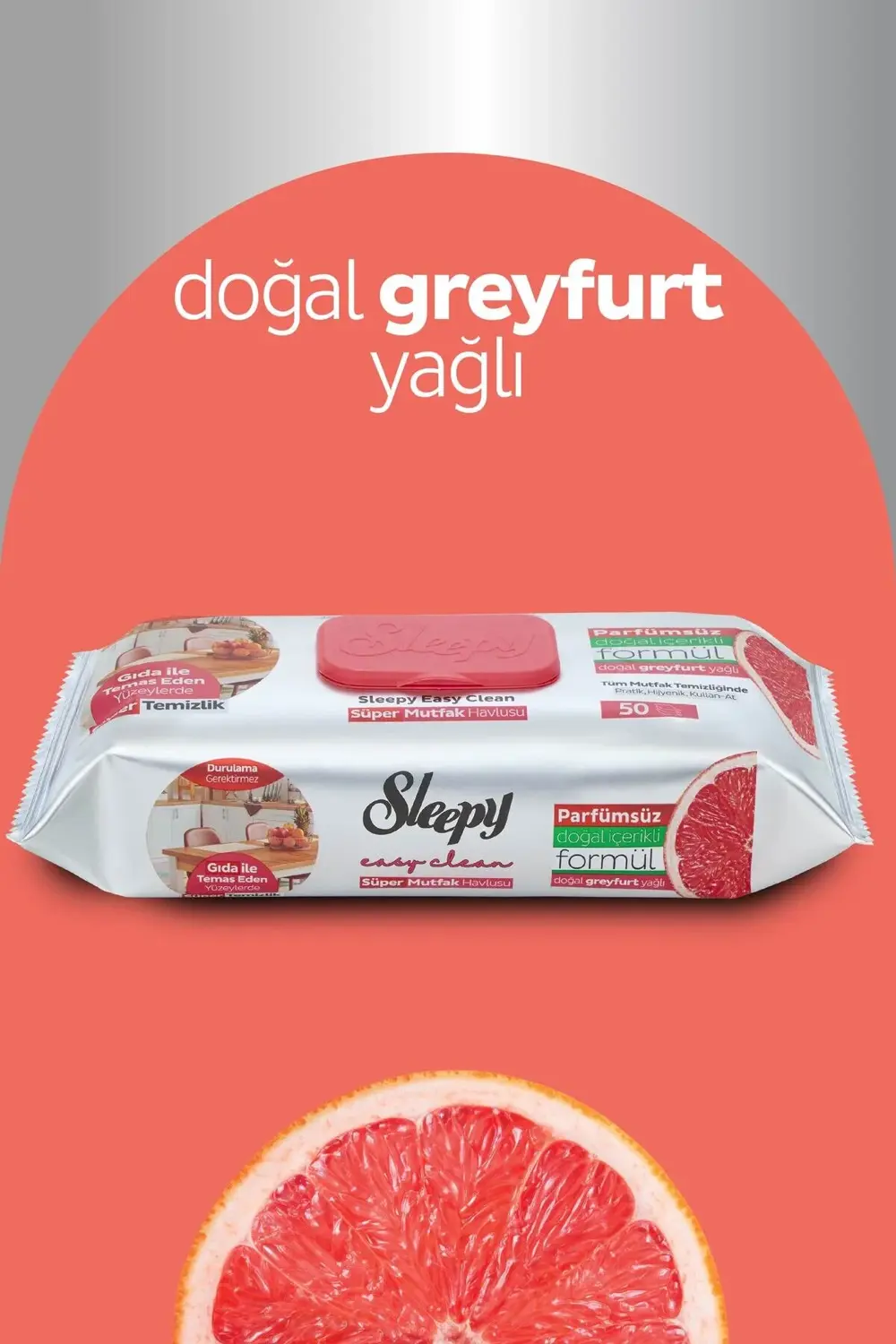 Easy Clean Süper Yüzey Temizlik Mutfak Havlusu&Mendili Greyfurt Y