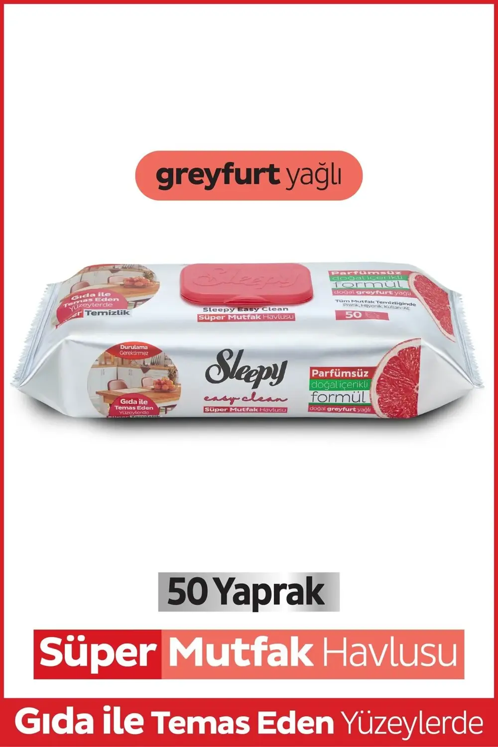 Easy Clean Süper Yüzey Temizlik Mutfak Havlusu&Mendili Greyfurt Y