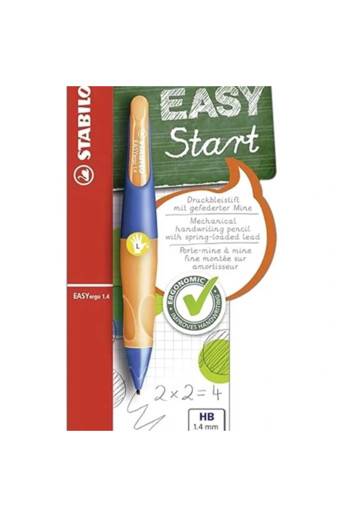 Easyergo 1.4 Sol Ergonomik Mekanik Kurşun Kalem Neon Turuncu Blister
