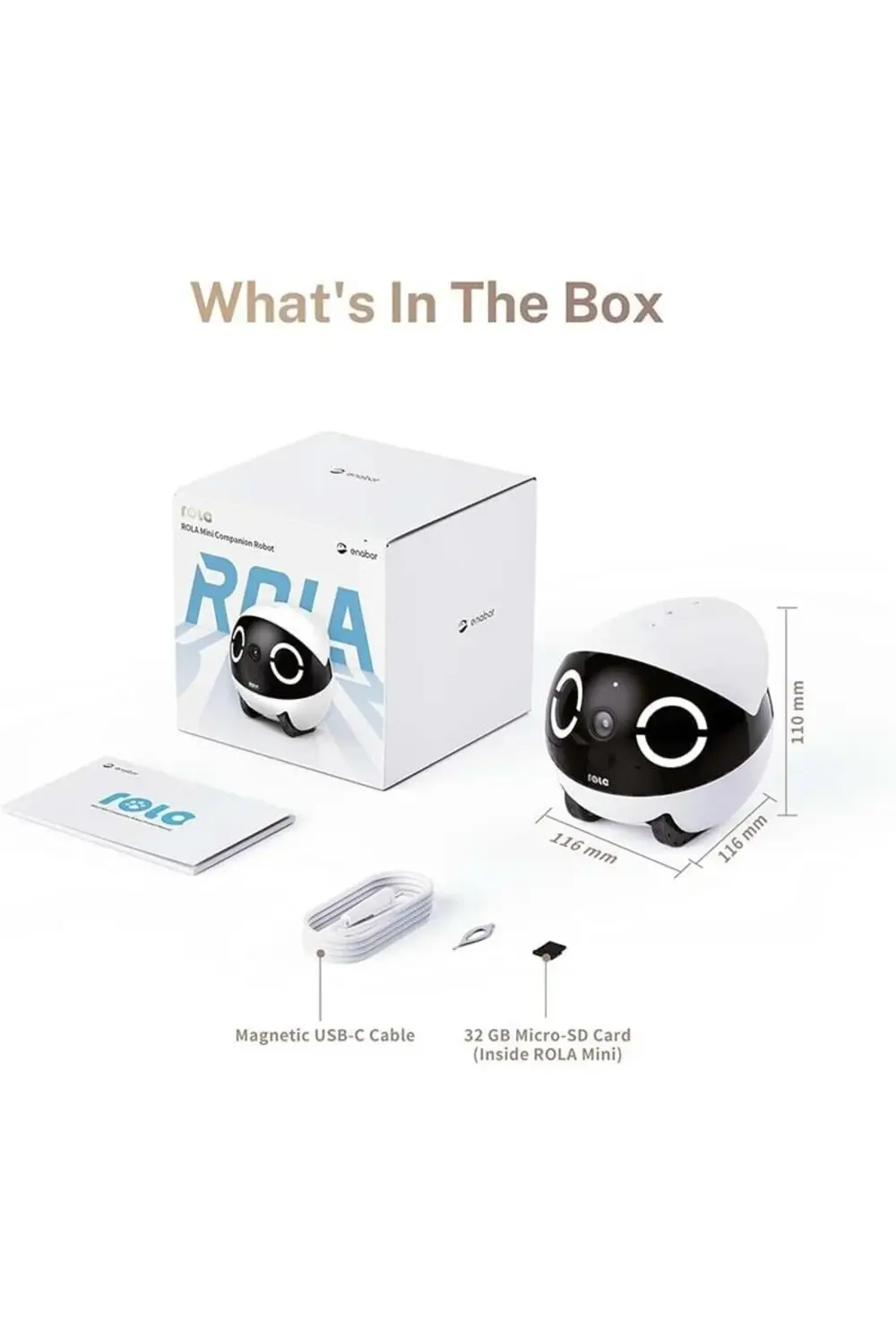 EBO ROLA Mini 2K Pet Kamera Robot, Mobil ve Şarj Edilebilir, 2 Yö