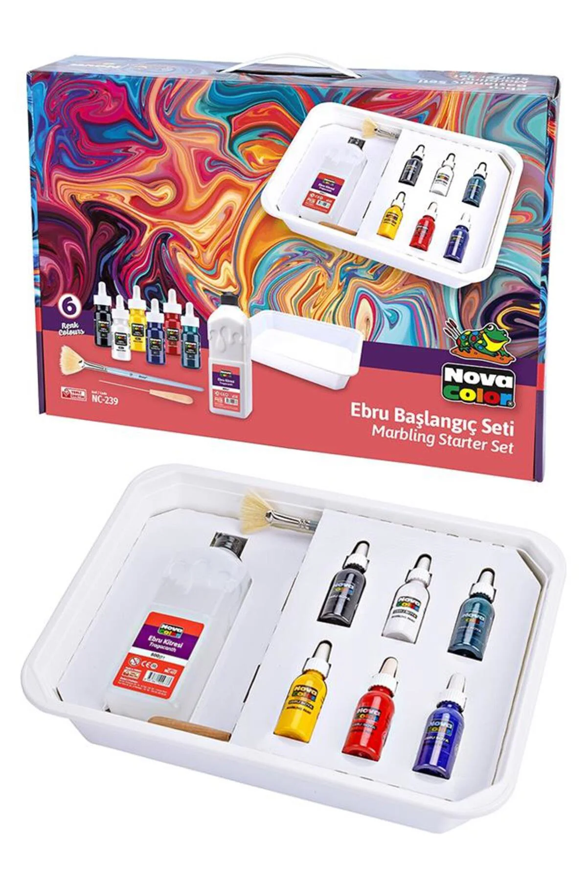 Ebru Boya Seti A-4 30 Parça 1 Paket Ebru Sanatı Seti Kitre Kağıt 
