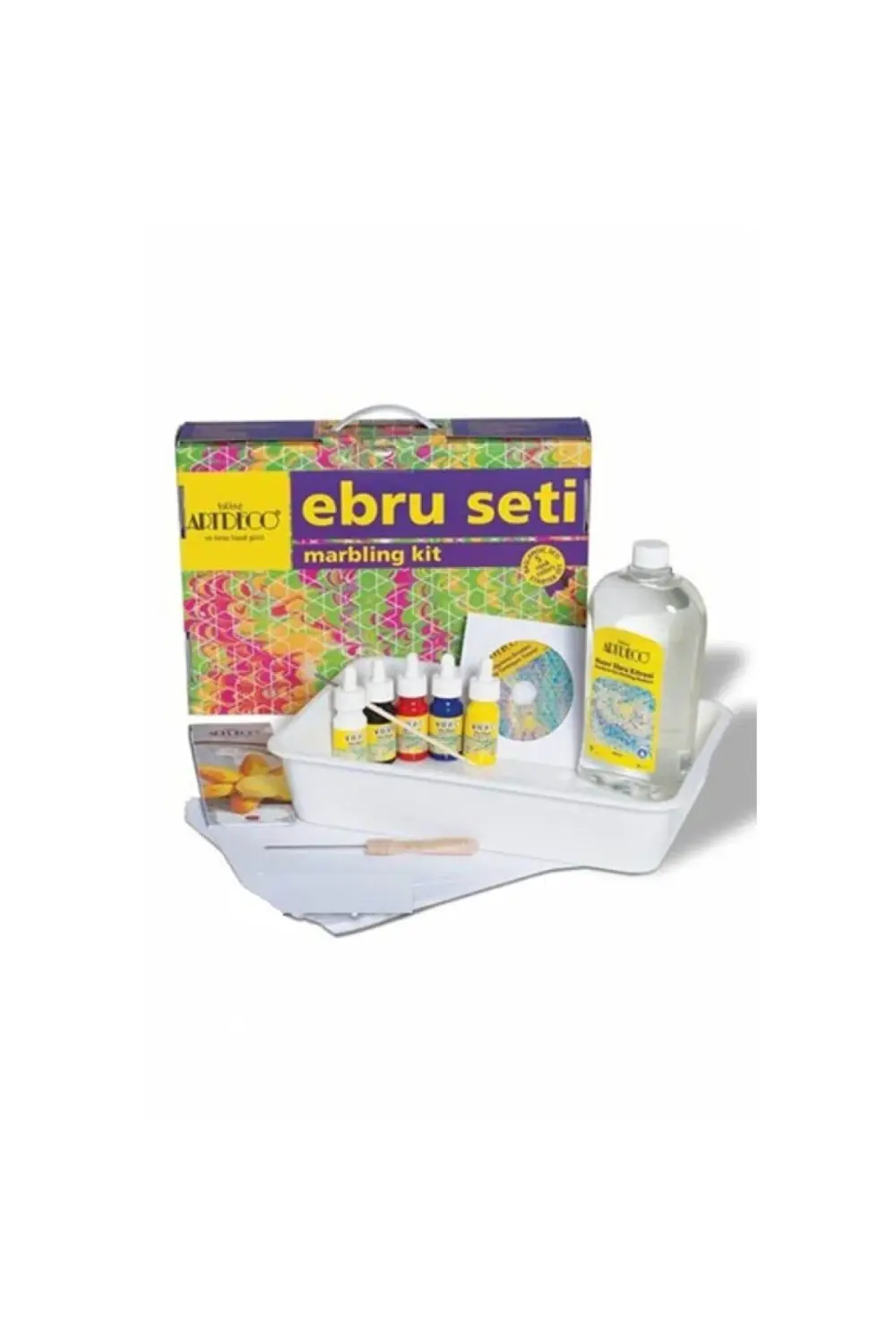 Ebru Boyası Seti 5 Renk X 30 ml Başlangıç Seti (A4 TEKNELİ) Y-016