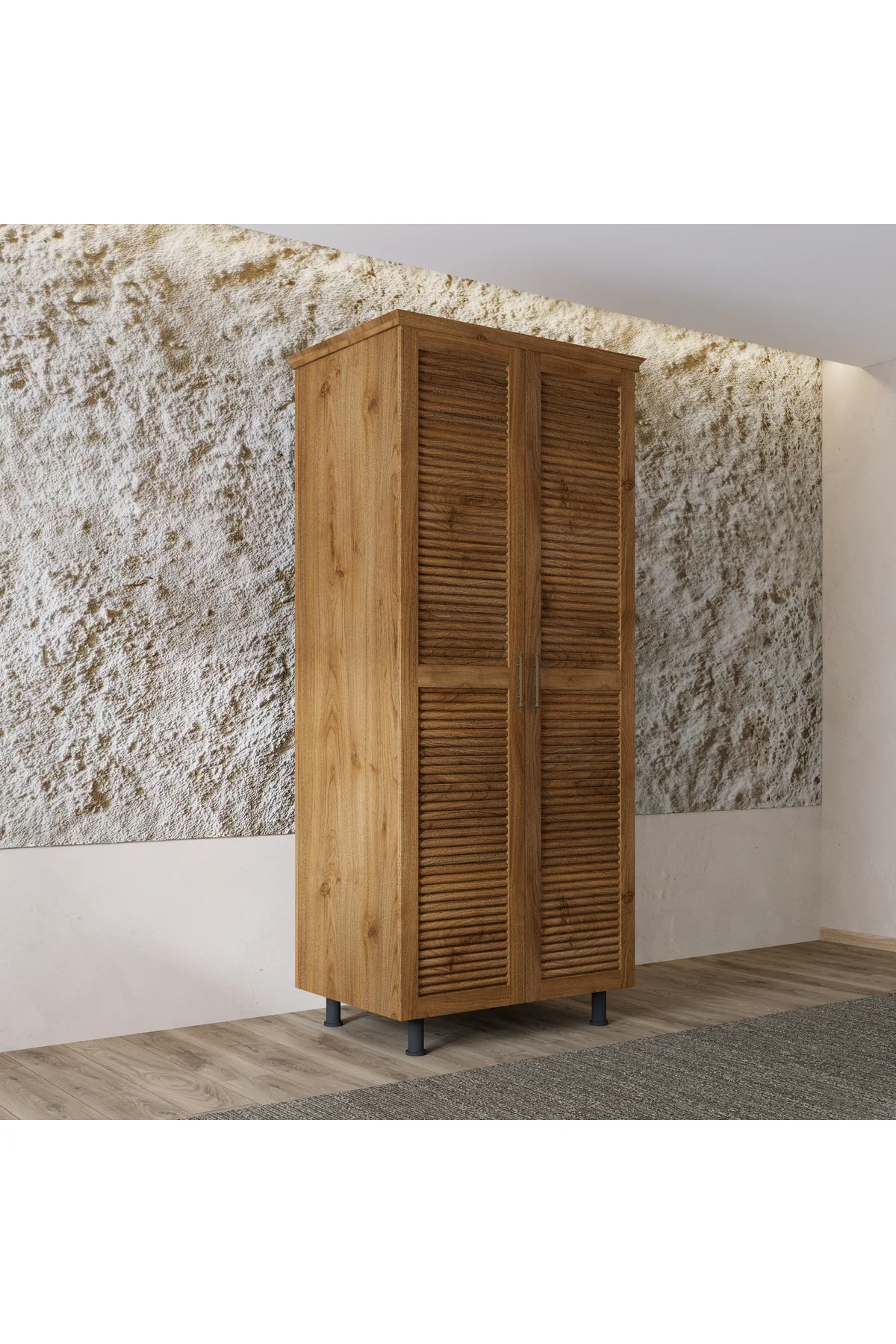 Ebruli Masif Çam 2 Kapaklı Gardırop - 200 cm Yükseklik 55 cm Derinlik Geniş İç Hacimli Ahşap Dolap Fiyatı, Yorumları ve Özellikleri