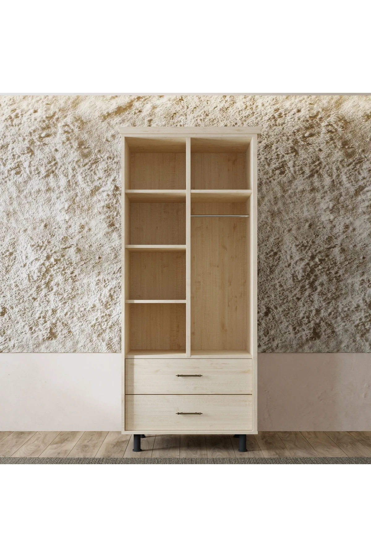 Ebruli Model Masif Ahşap İskandinav Gardırop - 2 Kapaklı Ebruli Model Masif Ahşap İskandinav Gardırop - 2 Kapaklı
