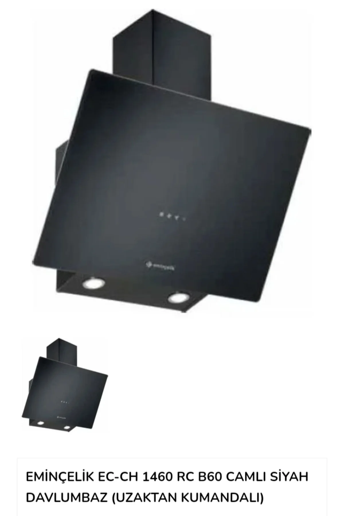 EC-CH 1460 RC B60 Siyah Tek Cam Dokunmatik Kumandalı Davlumbaz SA