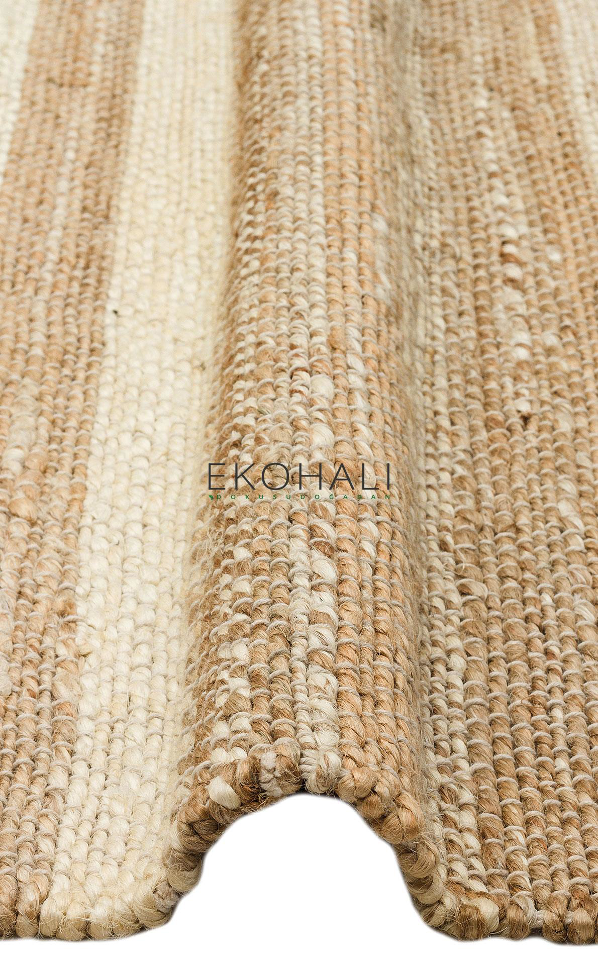 Echo Koleksiyonu Jüt ile üretilen el dokuma sisal kilim Natural E