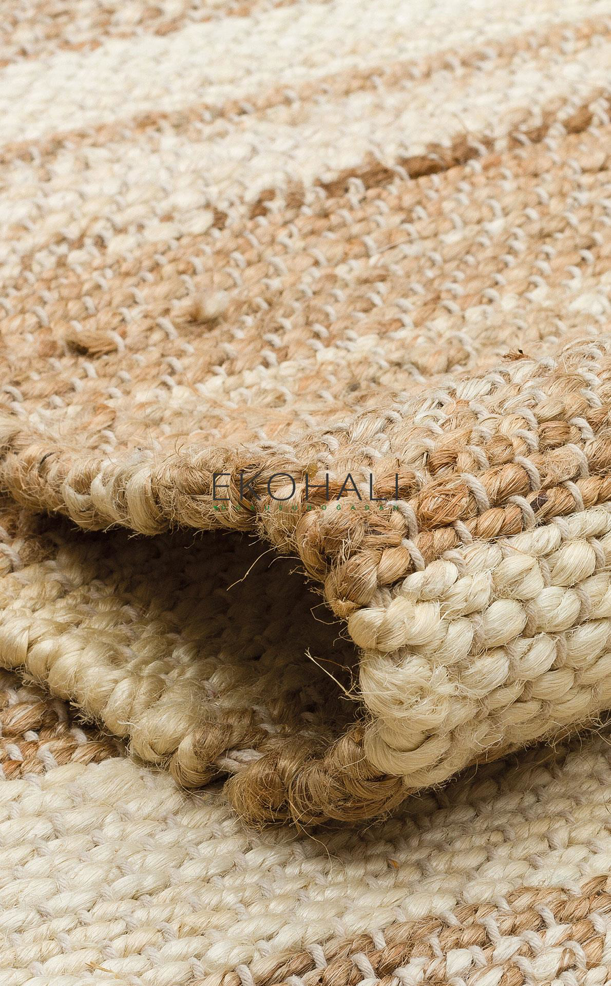 Echo Koleksiyonu Jüt ile üretilen el dokuma sisal kilim Natural E