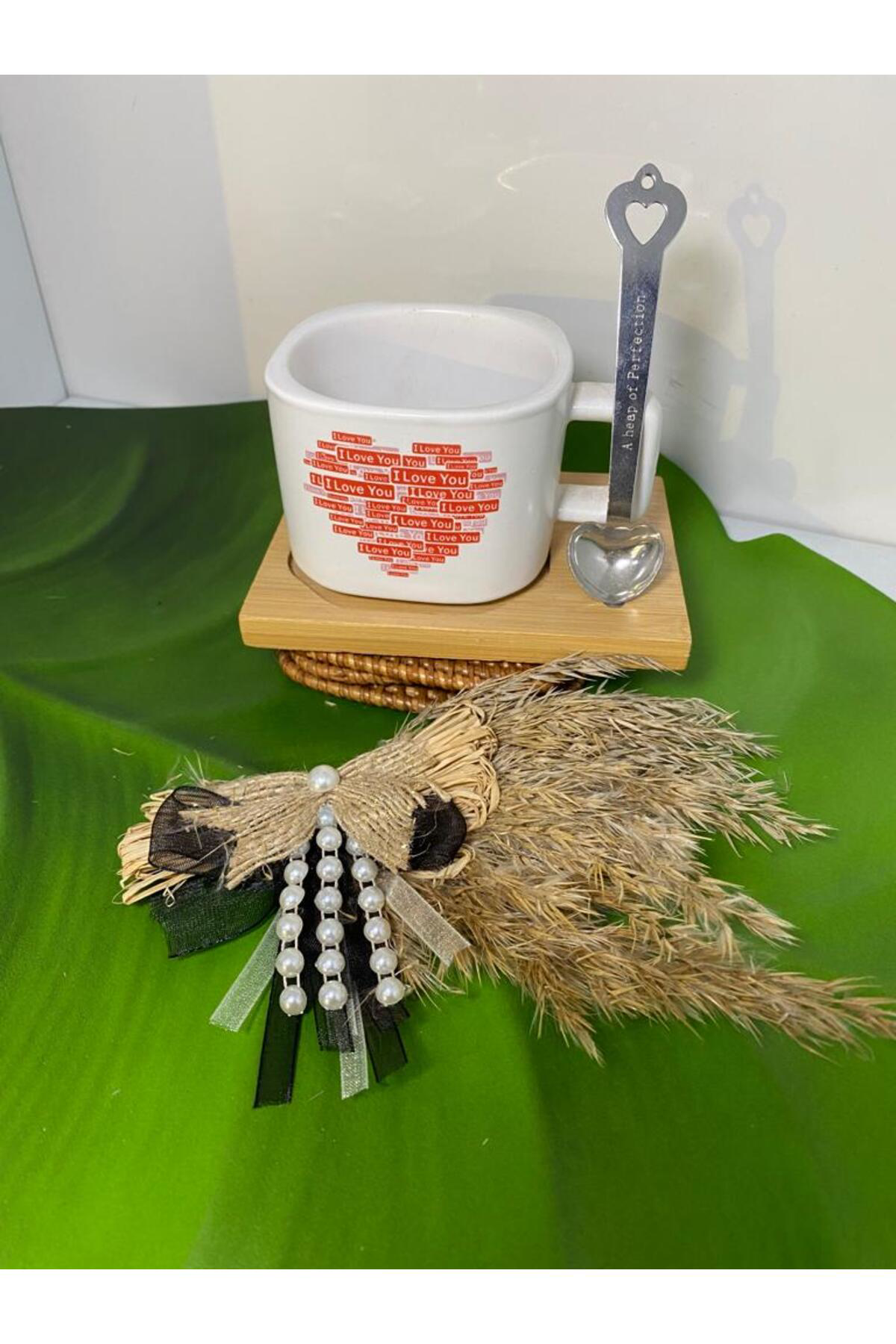 Elif Aksesuar Eco Life Bambu Tabaklı Love You Fincan Kupa