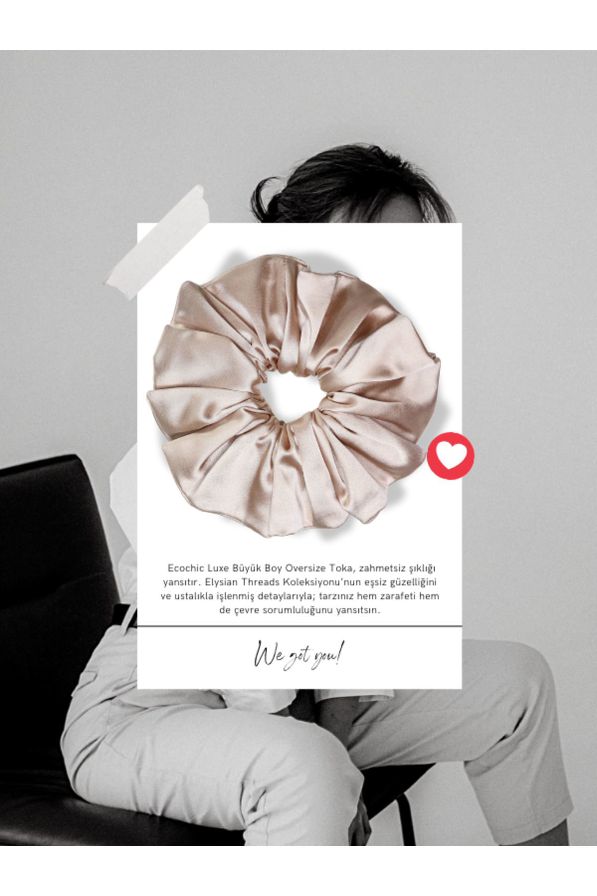 Kaynites Ecochic Luxe Grande Oversized Scrunchie Champagne Pink Voluptuous