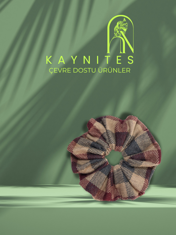 Kaynites Ecochic Luxe Grande Oversized Scrunchie Caramel Burgundy Dark Gray