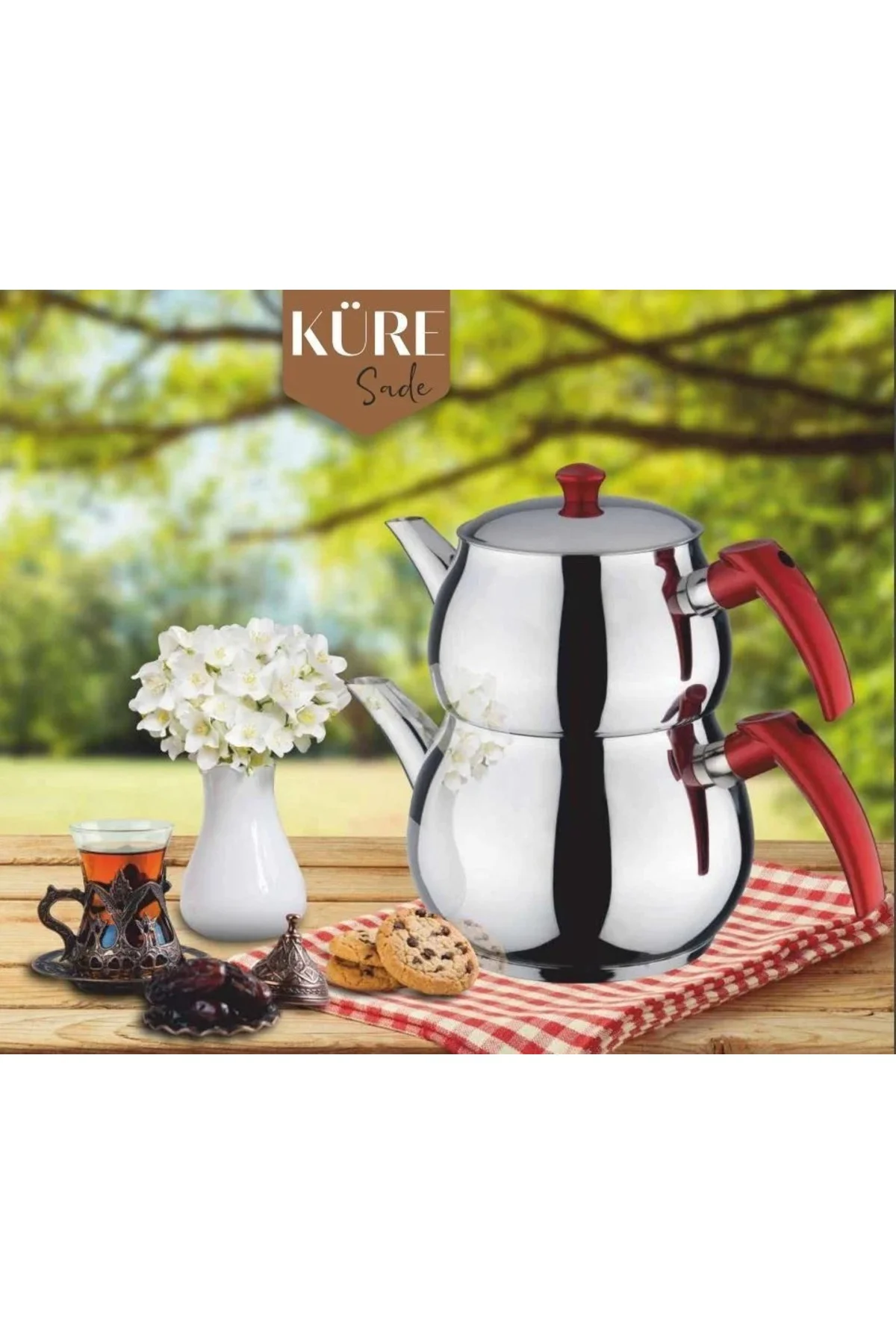 Ecodem Çelik Çaydanlık Kendinden Süzgeçli Orta Boy