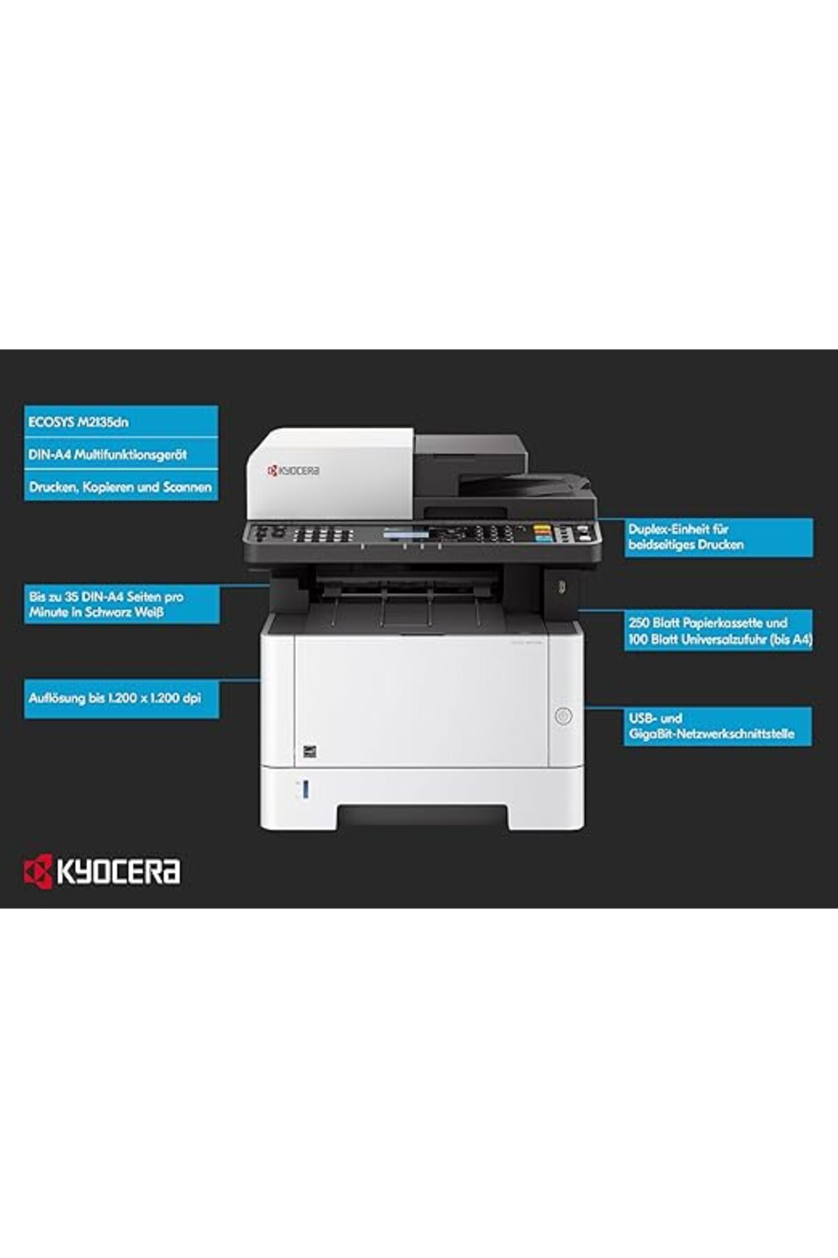 ECOSYS M2135dn Çok Fonksiyonlu Siyah & Beyaz Lazer Yazıcı