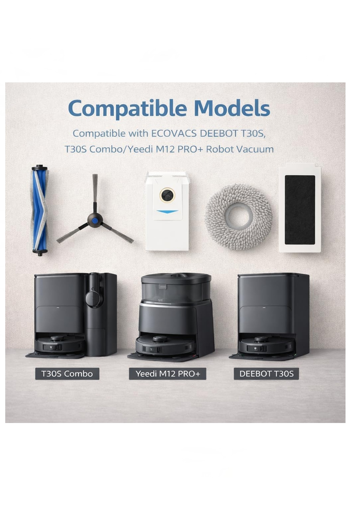 Ecovacs Deebot T30 Pro Omni Robot Süpürge Uyumlu 5 Parça Set