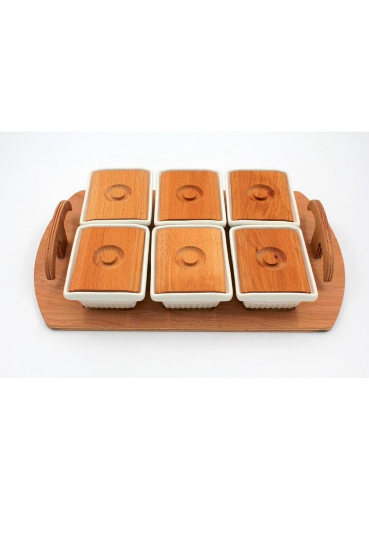 Ecr Koleksiyon Ecr-03 Ahşap Standli 6’Li Kahvaltilik