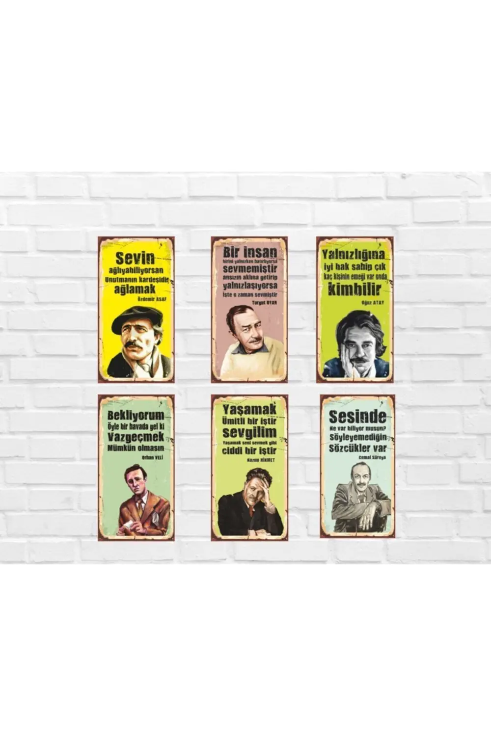 Edebiyat Şair Set 6 Lı Mini Retro Poster Seti