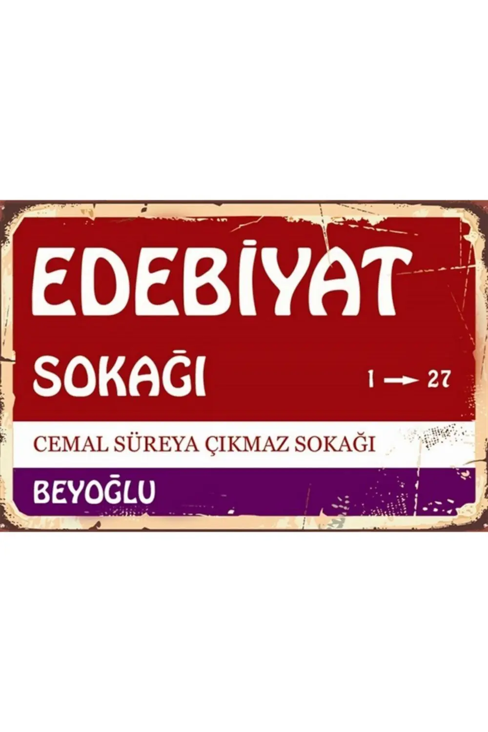 Edebiyat Sokağı Ahşap Retro Poster