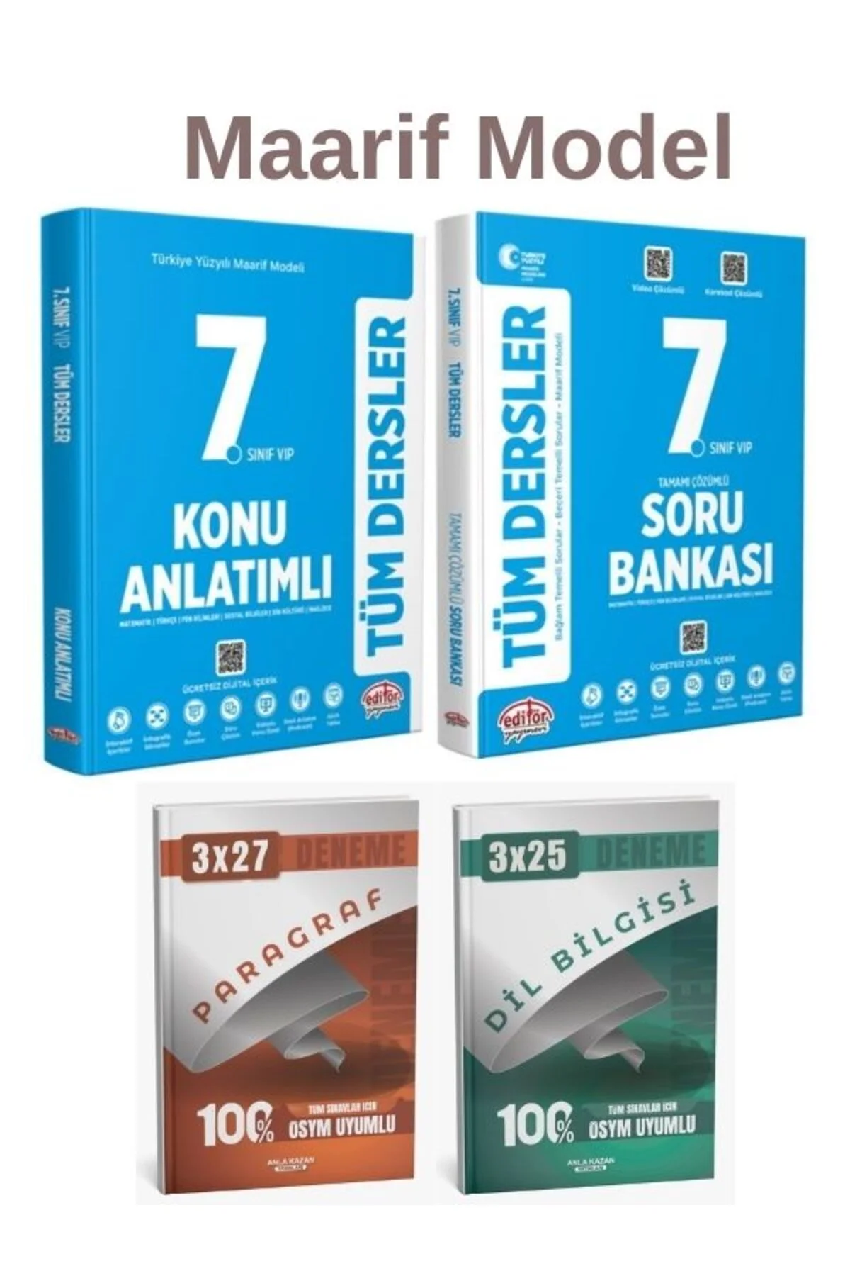 Editör + Anla Kazan 7. Sınıf Maarif Model Tüm Dersler Soru ve Konu ile Anla Kazan Deneme 4 lü Set Editör + Anla Kazan 7. Sınıf Maarif Model Tüm Dersler Soru ve Konu ile Anla Kazan Deneme 4 lü Set