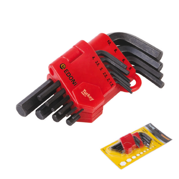 Evimdeyokyok Edoni 120 Mm 10 Parça Siyah 6 Köşe Alyan Seti Tdrtr