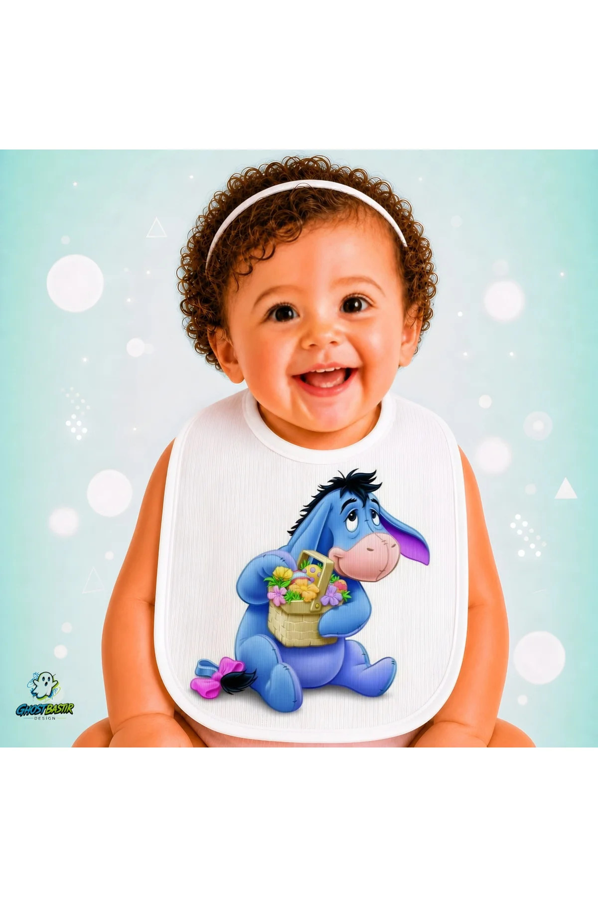 Eeyore Keten Bebek Mama Önlüğü – Yumuşak, Emici, Yıkanabilir, Özel Tasarım P050