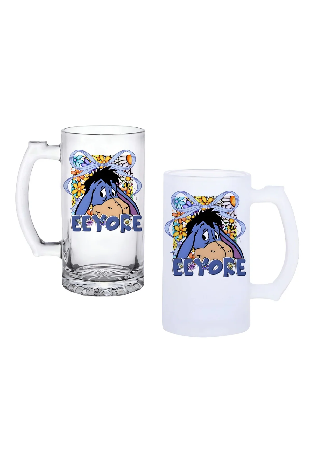 Eeyore Kulplu Bira Bardağı Buzlu veya Şeffaf Seçenekli 058
