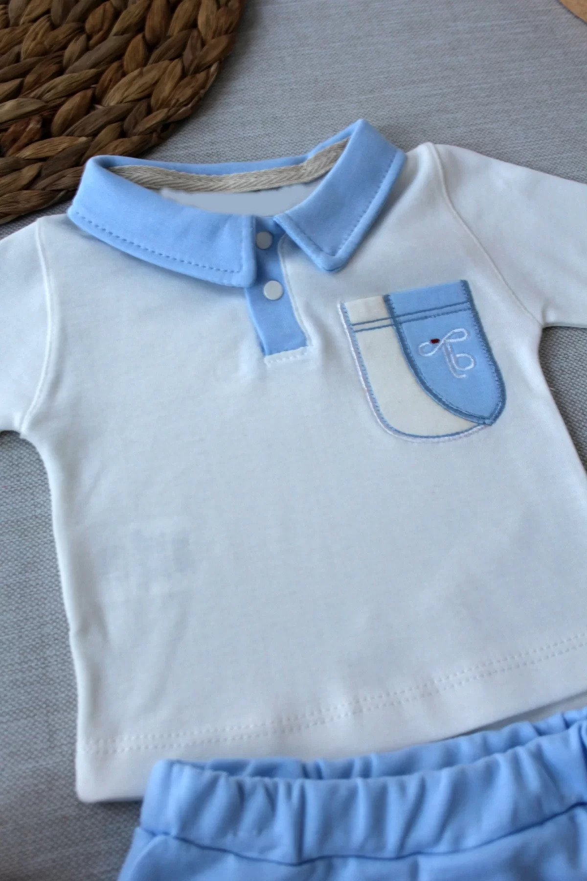 Onlinebutik Efendi Nakışlı Cep Şapkalı Uzun Kollu Sweat 3Lü Erkek Bebek Takım