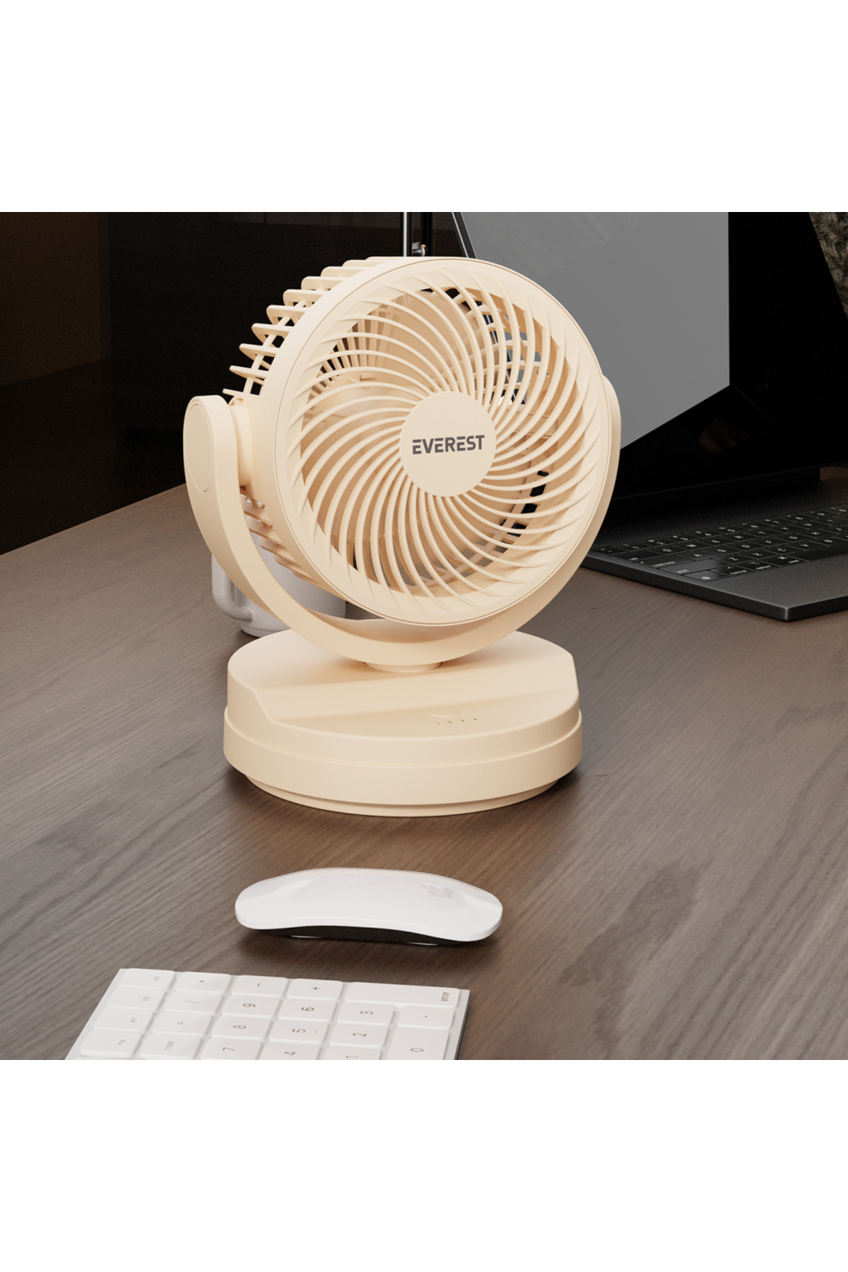 EFN-509, KREM, 3 KADEMELİ HIZ, 17,5CM 3 KANAT PERVANE VE ÇERÇEVE,